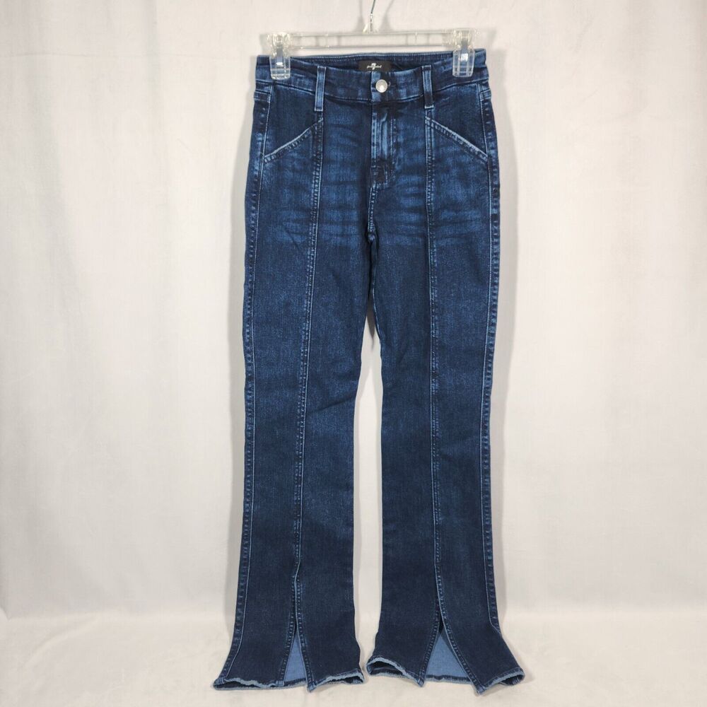 7 For All Mankind Sz 26 Front Split Hem Trouser Jeans Retro 90's Y2K Distressed